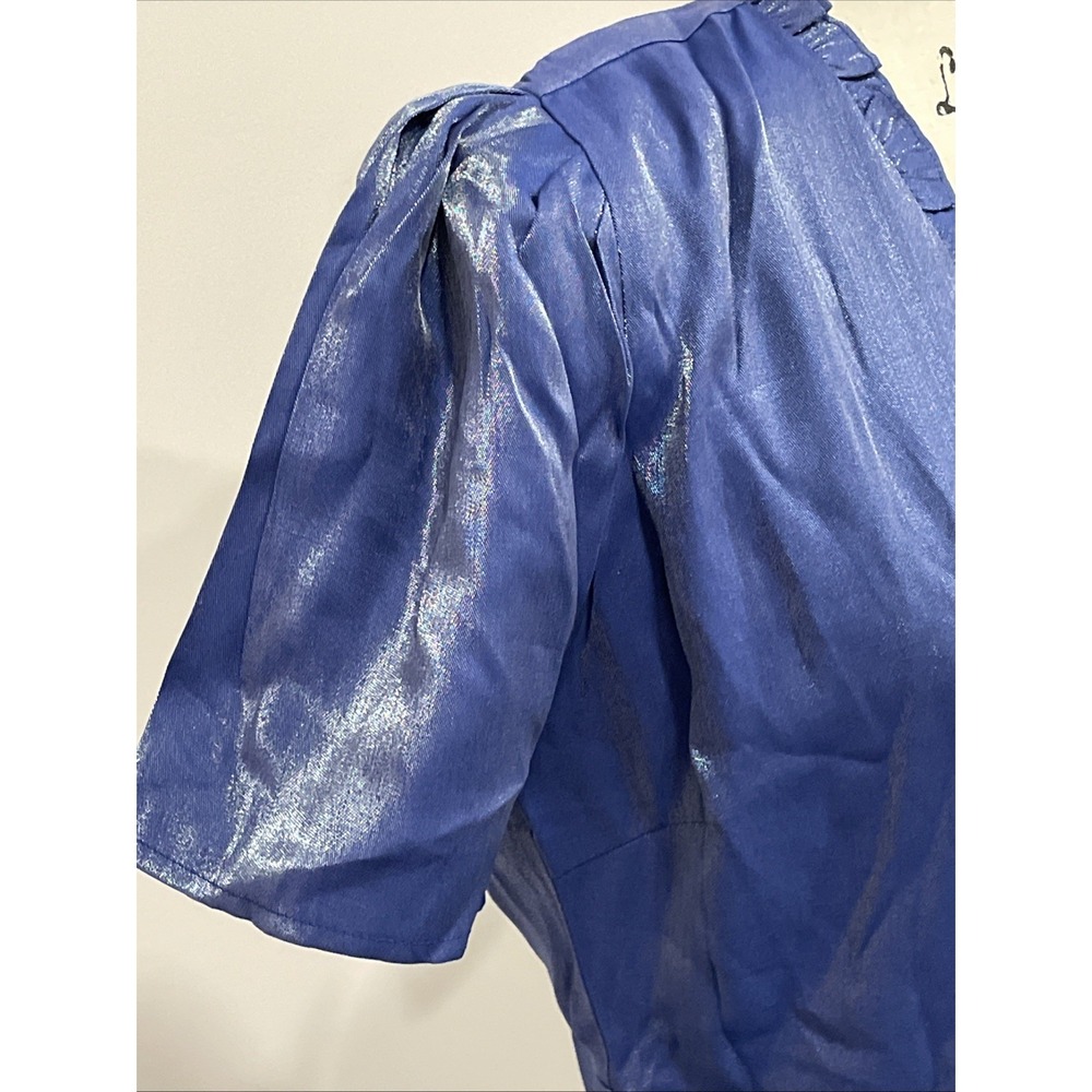 NEW Vintage Inspired Cobalt Blue Short Sleeve Dress Size M Caroline Vazzana - Picture 6 of 16